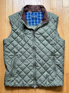 Brooks Brothers Men’s Full Zip Quilted Thermore Insulated Vest Medium Green